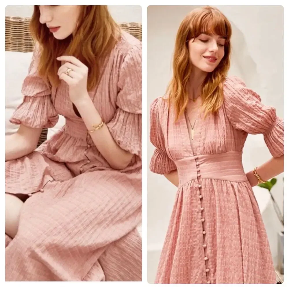 Anthropologie Pink Midi Dress - Picture 2 of 9